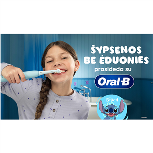 Braun Oral-B iO Kids, Disney, Stitch, mėlynas - Elektrinis dantų šepetėlis + kelioninis dėklas