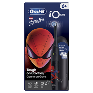 Braun Oral-B iO Kids, Marvel Spiderman, juodas - Elektrinis dantų šepetėlis + kelioninis dėklas
