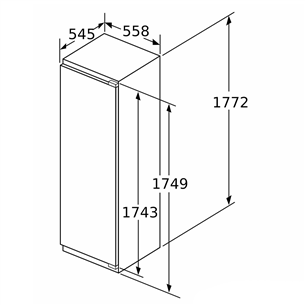 Bosch, Series 6, NoFrost, 212 L, aukštis 177 cm - Įmontuojamas šaldiklis