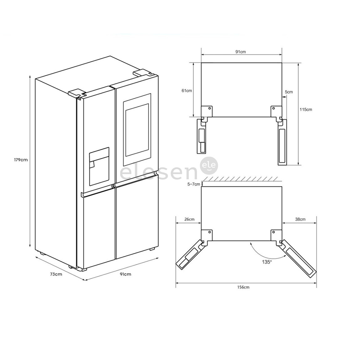 Hisense, NoFrost, 614 L, aukštis 179 cm, juodas - SBS Šaldytuvas