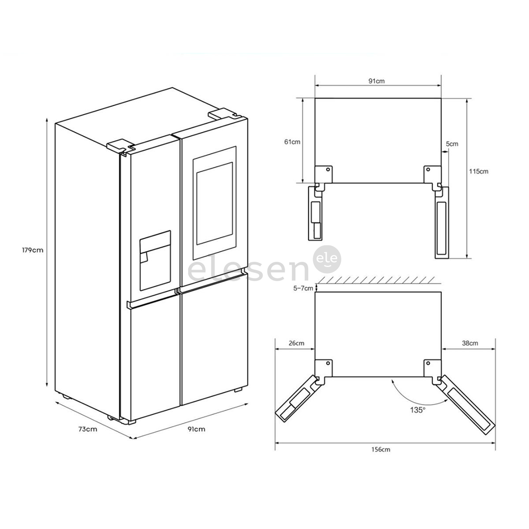 Hisense, NoFrost, 614 L, aukštis 179 cm, juodas - SBS Šaldytuvas