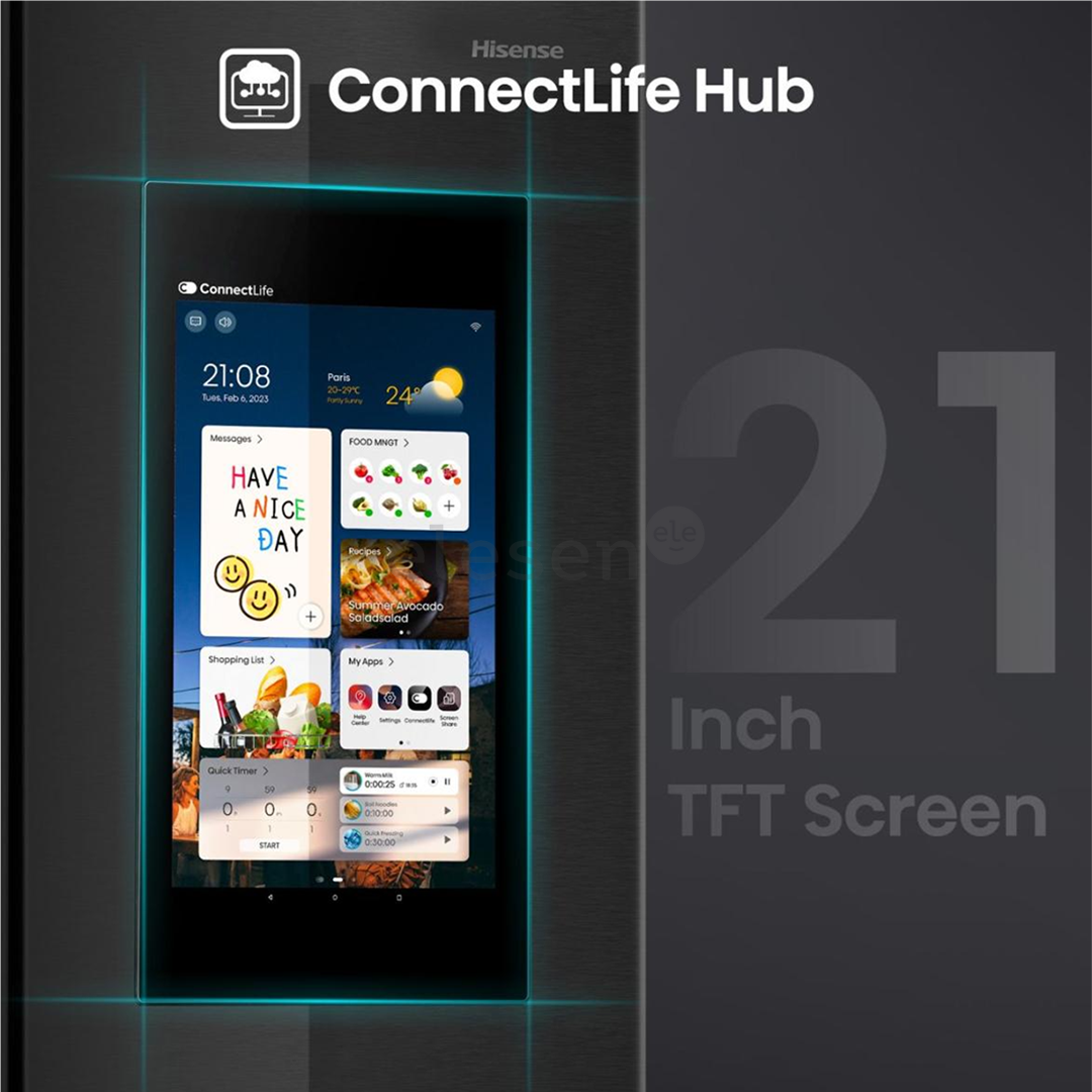 Hisense, NoFrost, 614 L, aukštis 179 cm, juodas - SBS Šaldytuvas