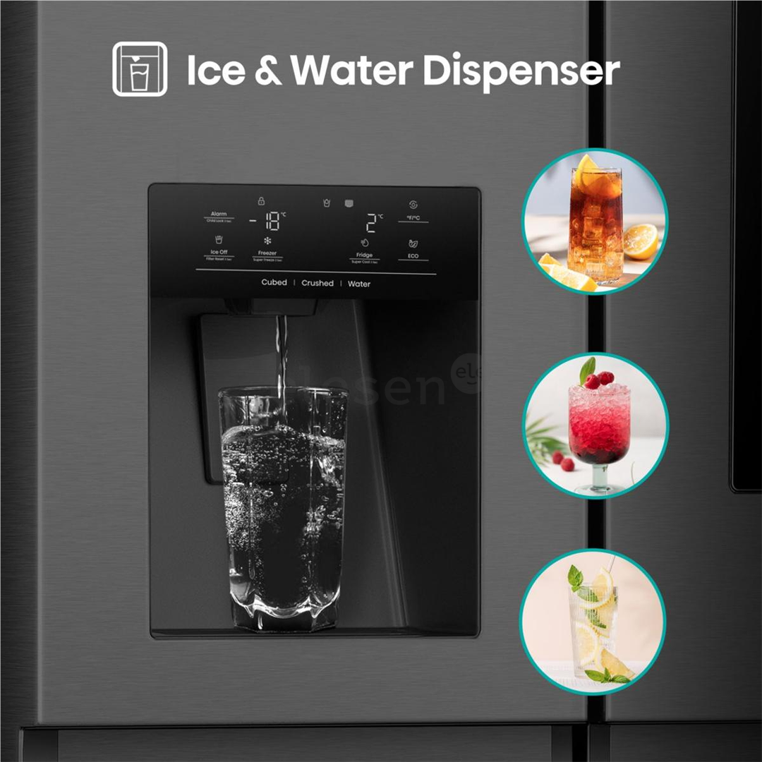 Hisense, NoFrost, 614 L, aukštis 179 cm, juodas - SBS Šaldytuvas