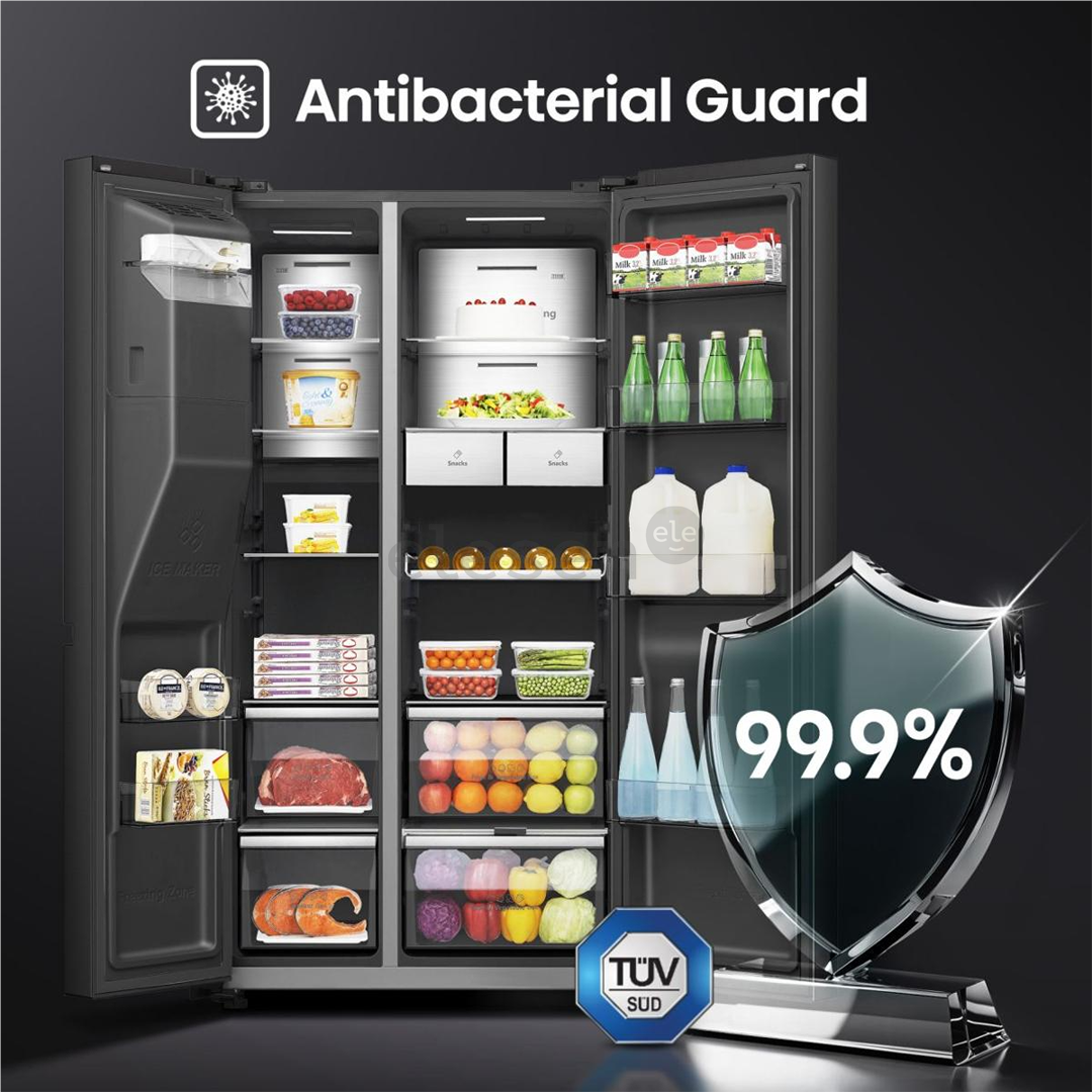 Hisense, NoFrost, 614 L, aukštis 179 cm, juodas - SBS Šaldytuvas