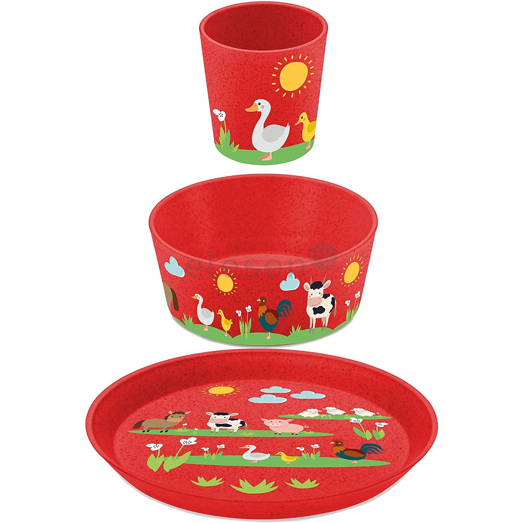 Koziol Connect Farm, 3 pcs, red - Children's tableware set