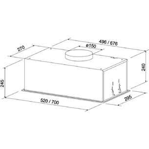 ELEYUS SLA L 16 200 52 BL, 649 м³/ч, ширина 52 см, черный - Интегрируемая вытяжка