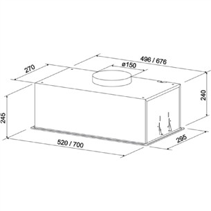 ELEYUS SLA L 16 200 52 WH, 649 m³/h, width 52 cm, white - Built-in cooker hood