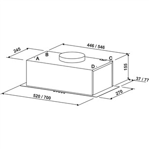 Eleyus, 371 m³/h, white - Built-in cooker hood