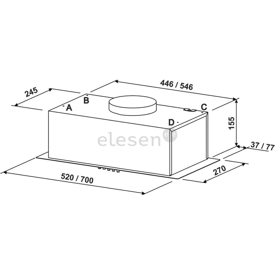 Eleyus, 371 m³/h, white - Built-in cooker hood