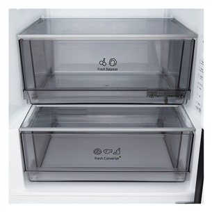 LG, NoFrost, 375 L, aukštis 203 cm, juodo nerūdijančio plieno - Šaldytuvas