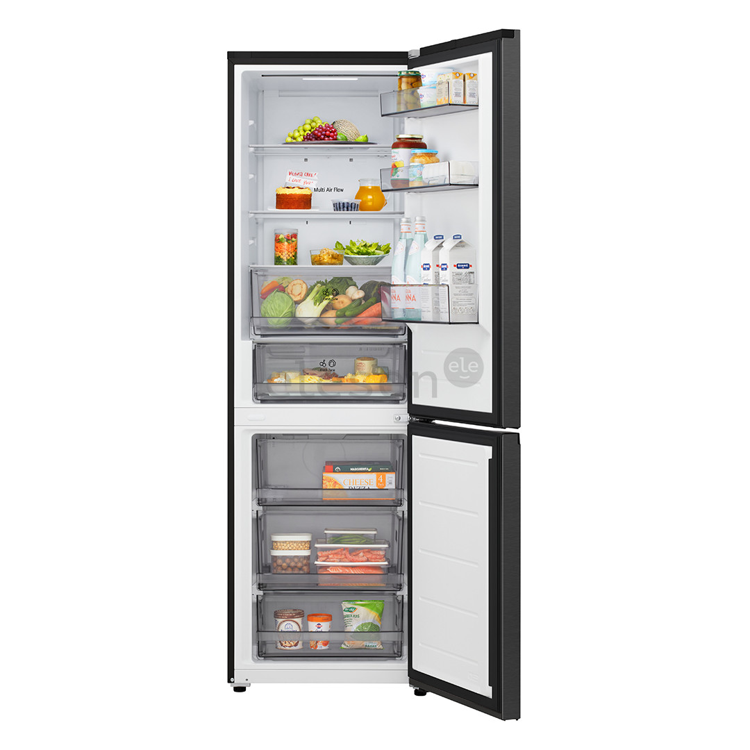 LG, Total No Frost, 333 L, aukštis 186 cm, matinis juodas - Šaldytuvas