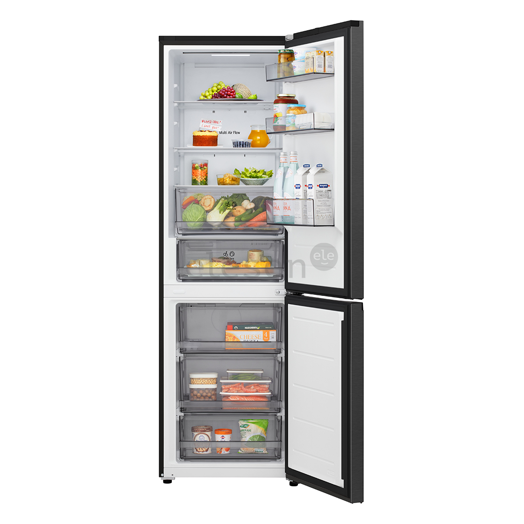 LG, Total No Frost, 333 L, aukštis 186 cm, matinis juodas - Šaldytuvas