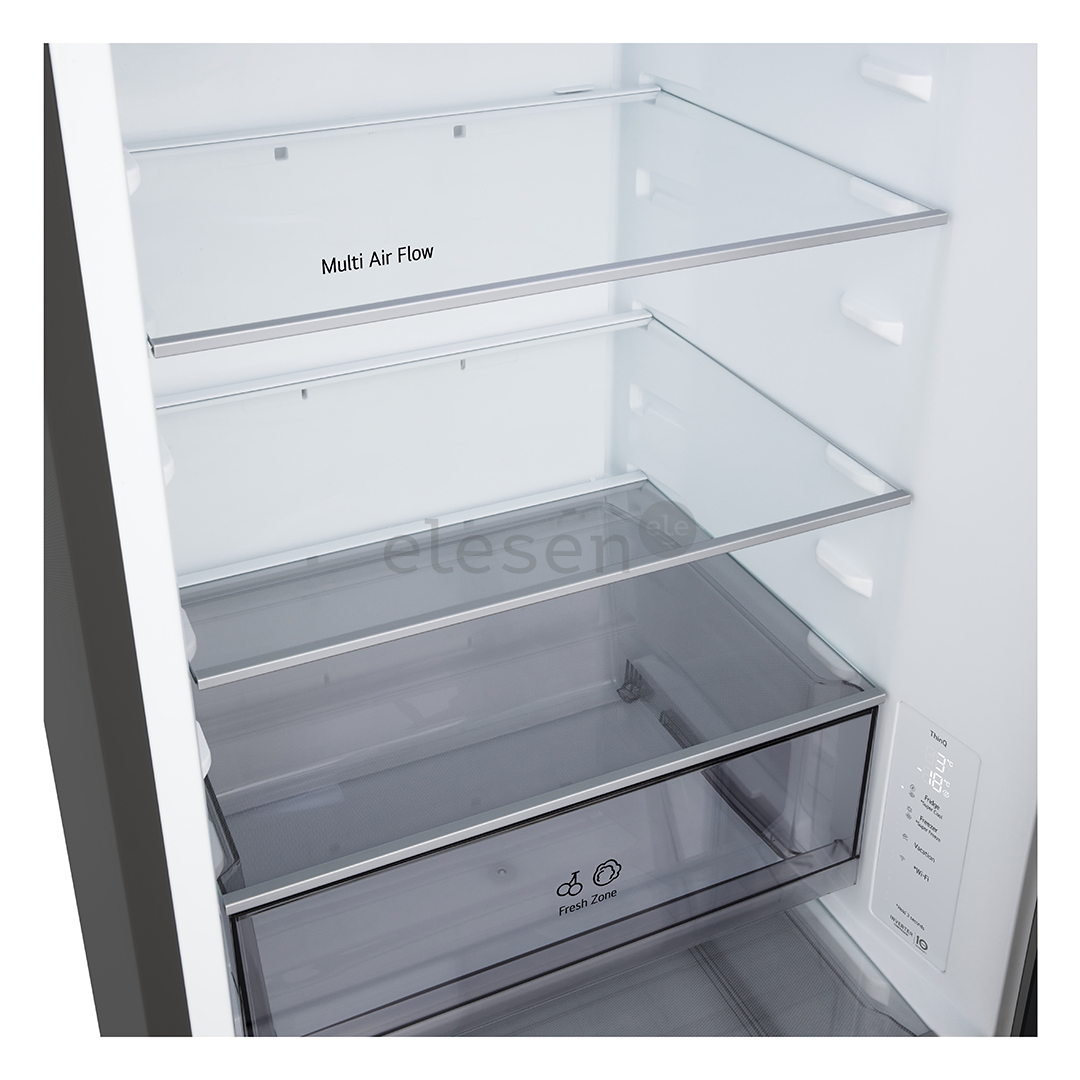 LG, Total No Frost, 333 L, aukštis 186 cm, matinis juodas - Šaldytuvas