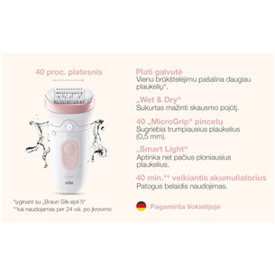Braun Silk epil 7, baltas/rožinis - Epiliatorius