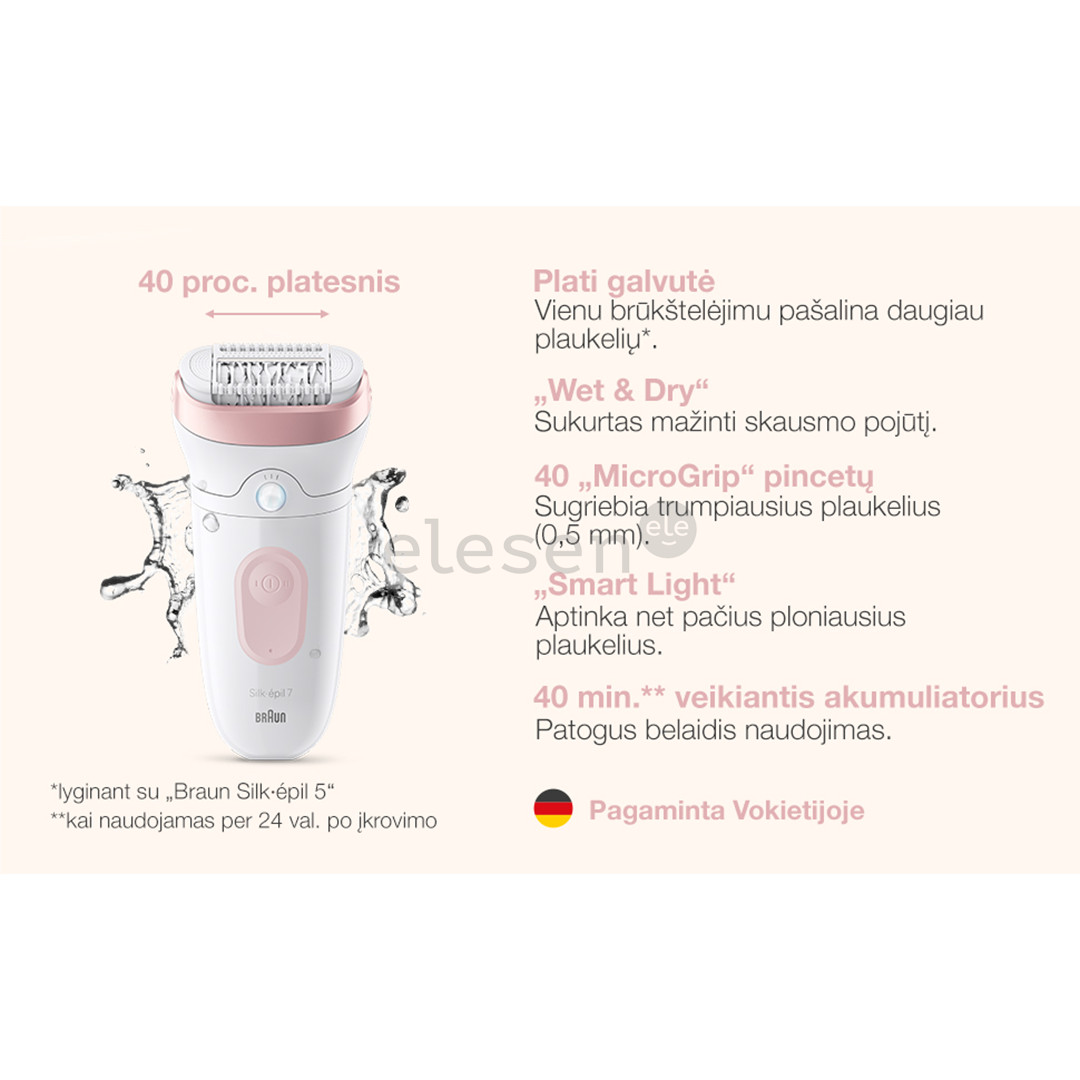 Braun Silk epil 7, white/pink - Epilator