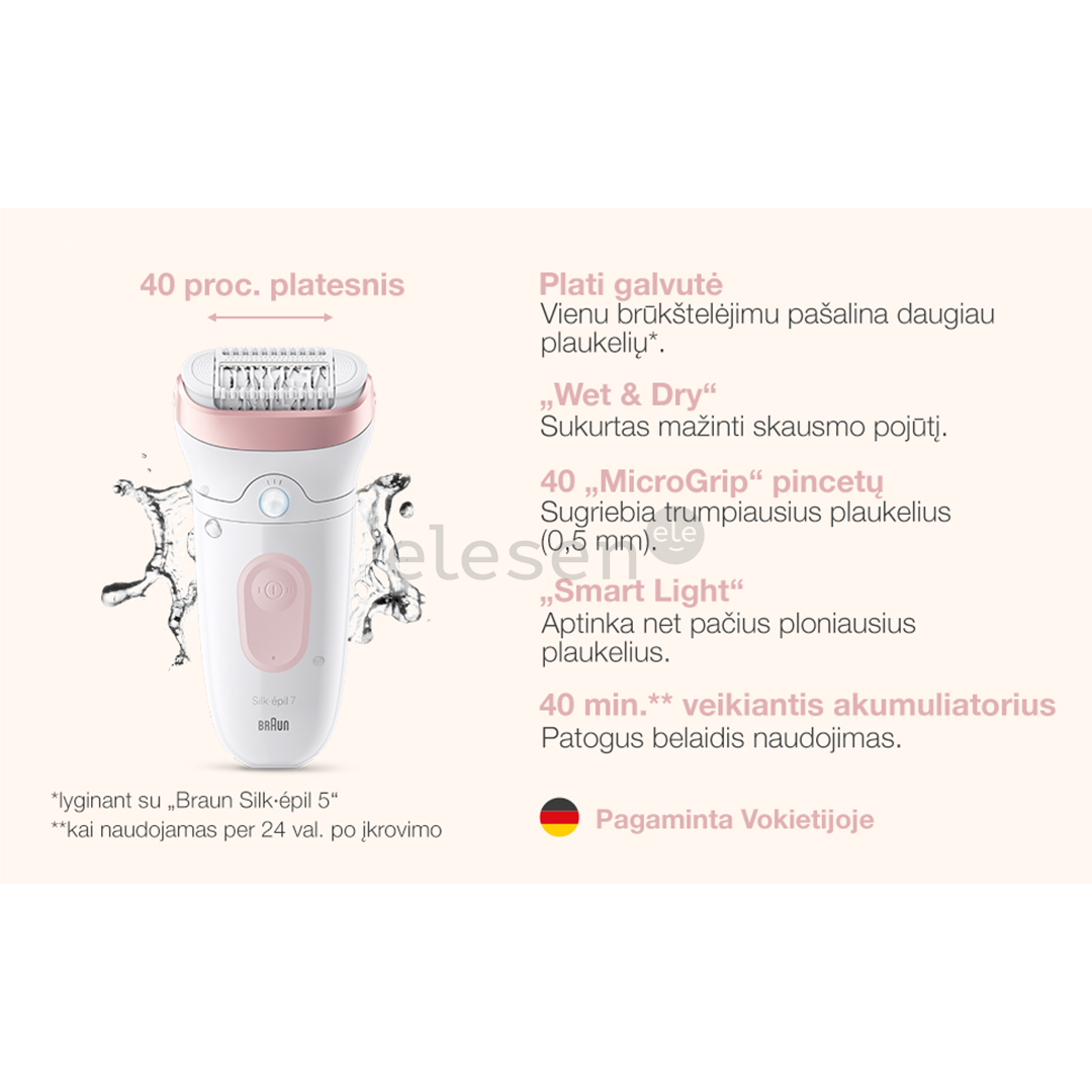 Braun Silk epil 7, baltas/rožinis - Epiliatorius