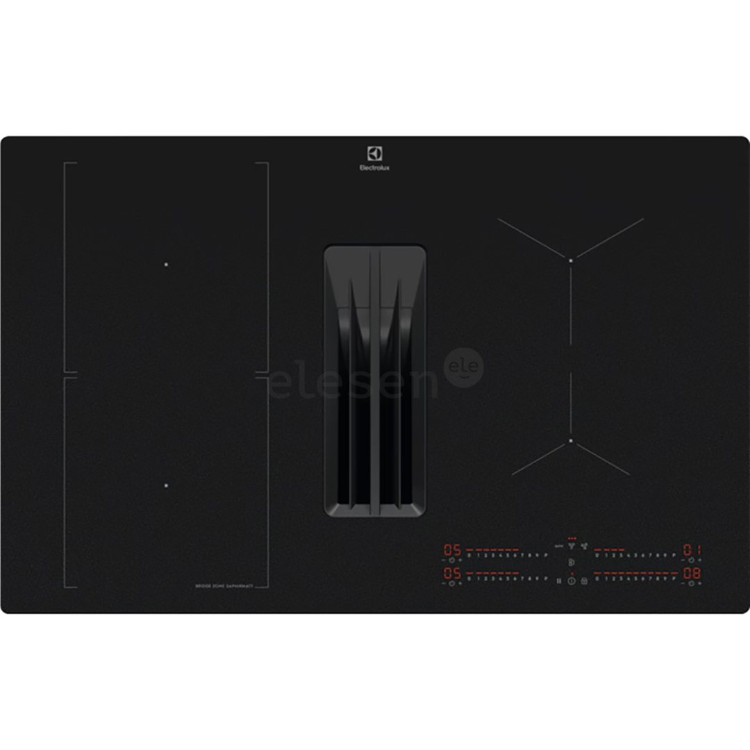 Electrolux 600 Series, plotis 80 cm, juoda - Įmontuojama indukcinė kaitlentė su gartraukiu