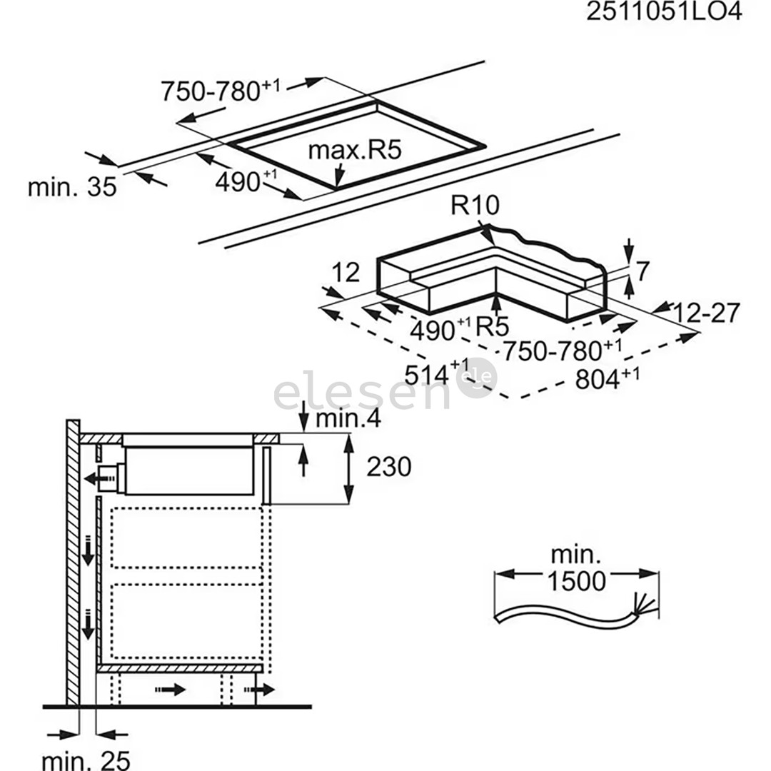 Electrolux 600 Series, ширина 80 см, черный - Интегрируемая индукционная варочная панель с вытяжкой