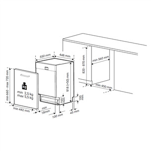Beko, 10 комплектов посуды, ширина 44,8 см - Интегрируемая посудомоечная машина