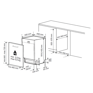 Beko, 10 комплектов посуды, ширина 44,8 см - Интегрируемая посудомоечная машина