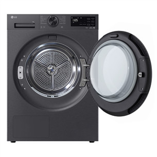 LG, Heat pump, 9 kg, depth 66 cm, matte black - Clothes dryer
