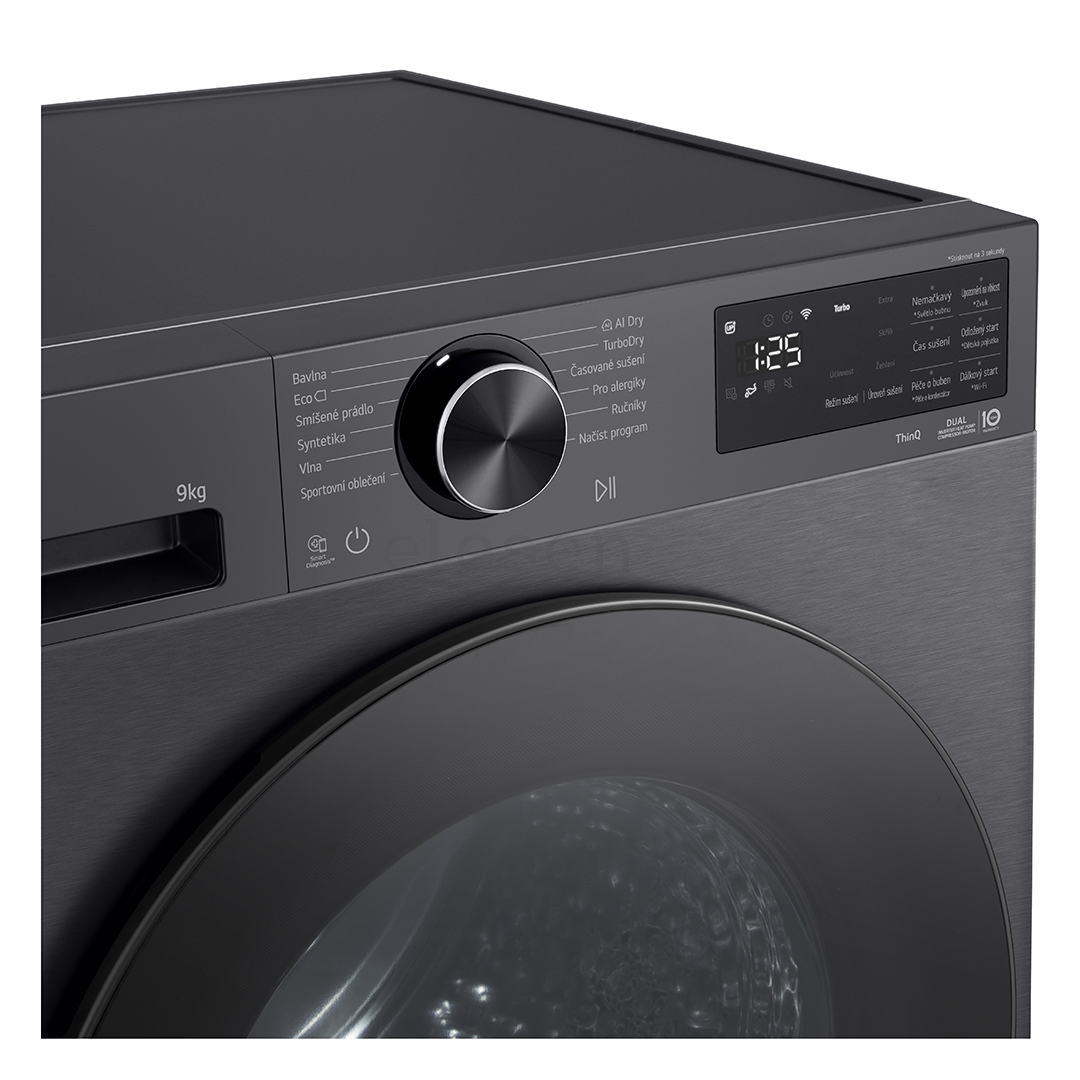 LG, šilumos siurblys, 9 kg, gylis 66 cm, matinė juoda - Džiovyklė