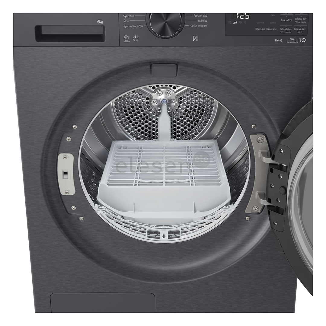 LG, šilumos siurblys, 9 kg, gylis 66 cm, matinė juoda - Džiovyklė