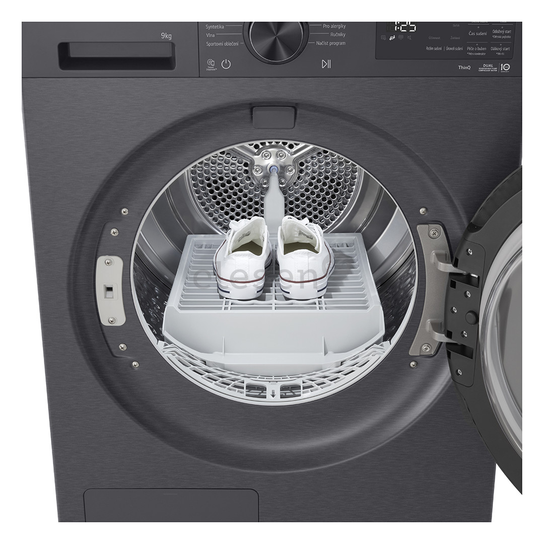 LG, Heat pump, 9 kg, depth 66 cm, matte black - Clothes dryer