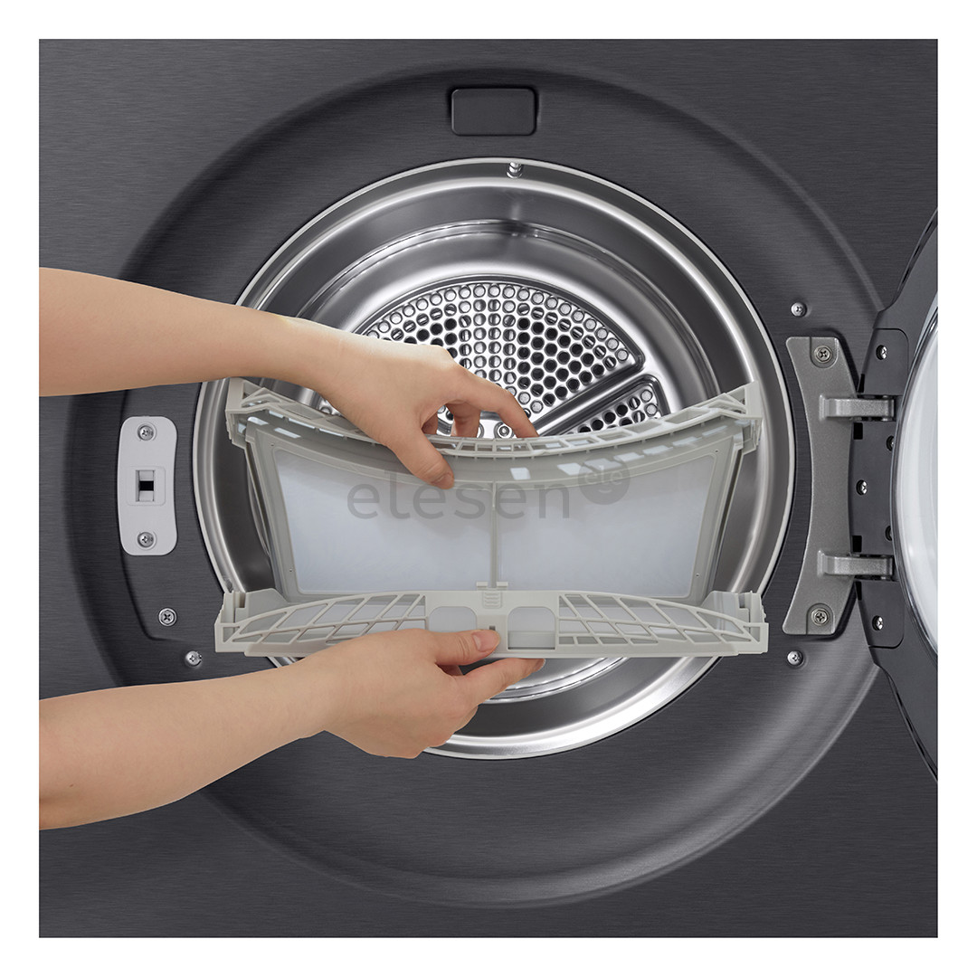 LG, Heat pump, 9 kg, depth 66 cm, matte black - Clothes dryer