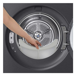 LG, Heat pump, 9 kg, depth 66 cm, matte black - Clothes dryer