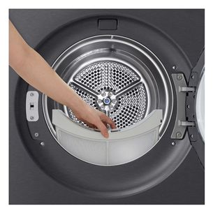 LG, šilumos siurblys, 9 kg, gylis 66 cm, matinė juoda - Džiovyklė