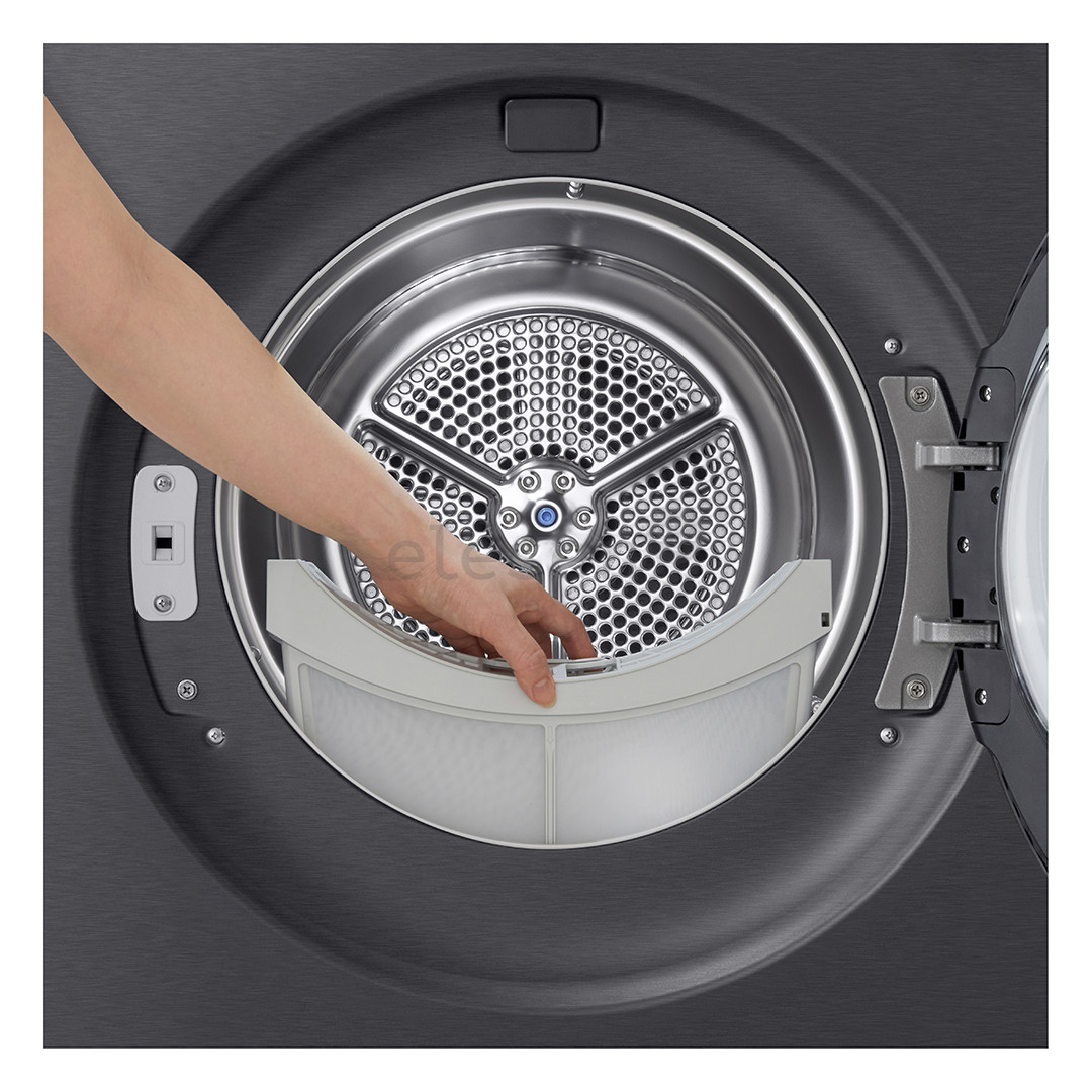 LG, Heat pump, 9 kg, depth 66 cm, matte black - Clothes dryer