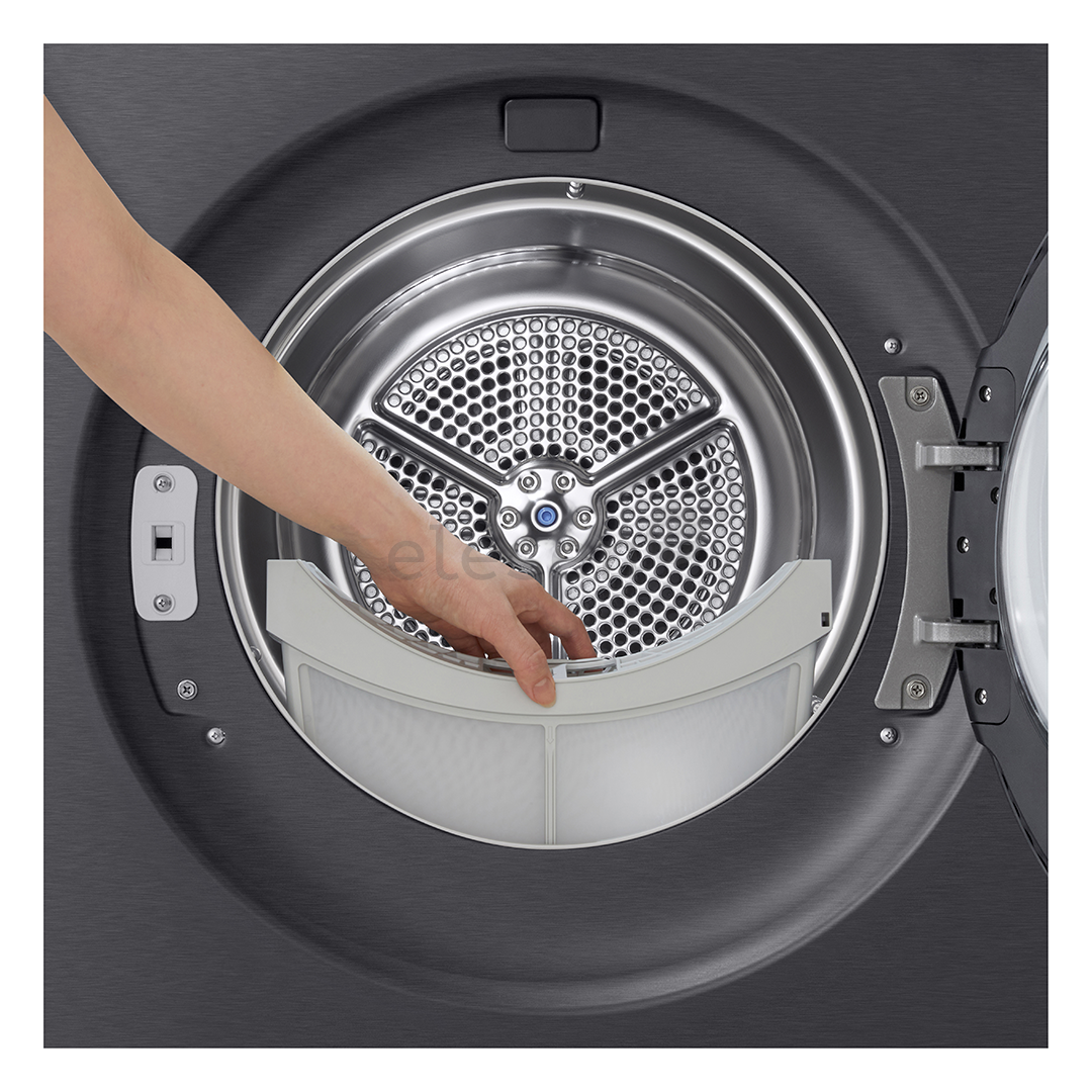 LG, šilumos siurblys, 9 kg, gylis 66 cm, matinė juoda - Džiovyklė