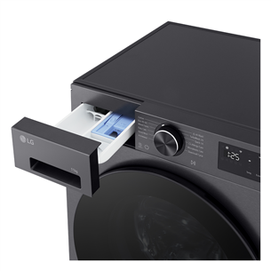 LG, 11 kg, gylis 57 cm, 1400 aps./min., matinė juoda - Skalbimo mašina