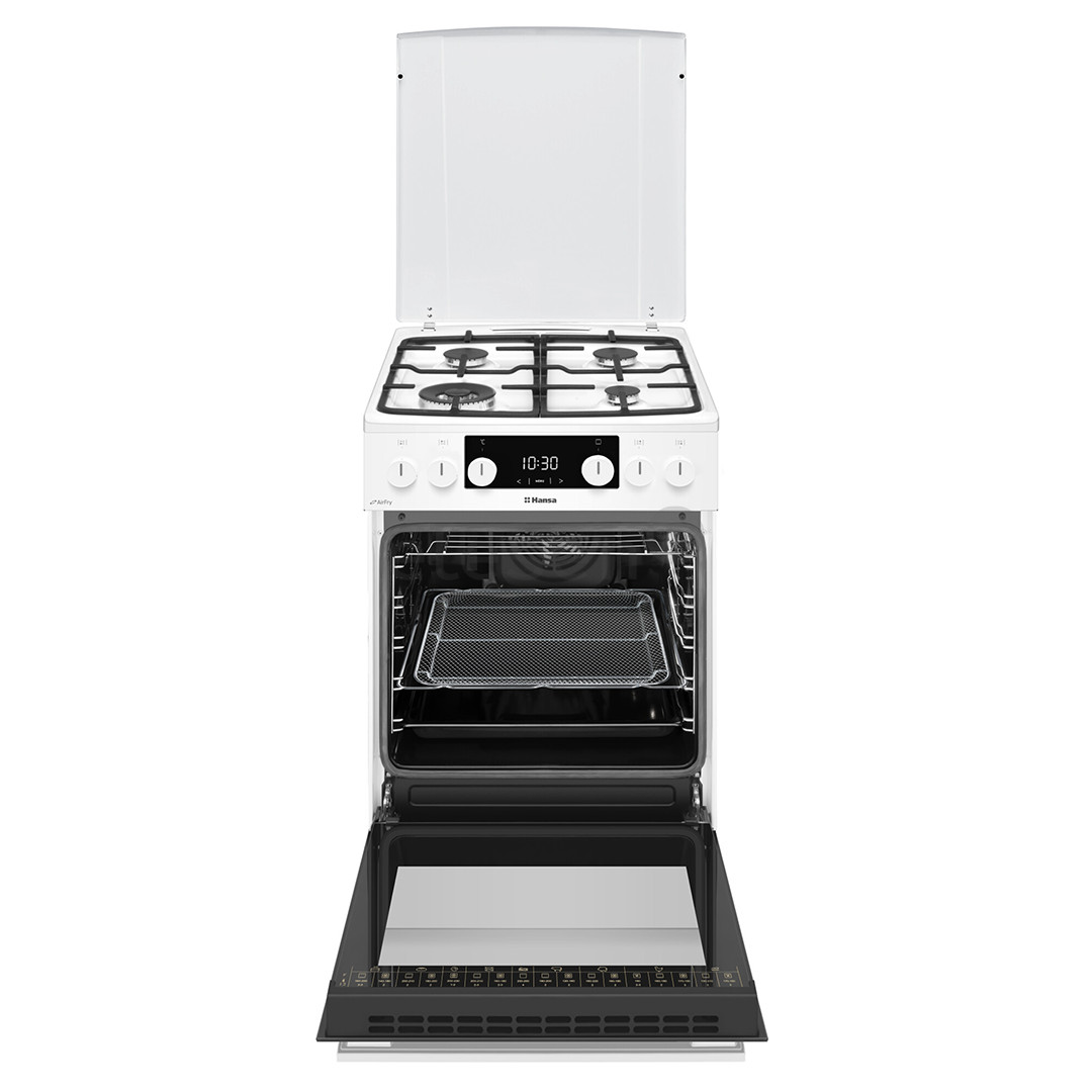 Hansa, 65 L, katalizė, plotis 50 cm, balta - Dujinė viryklė su elektrine orkaite