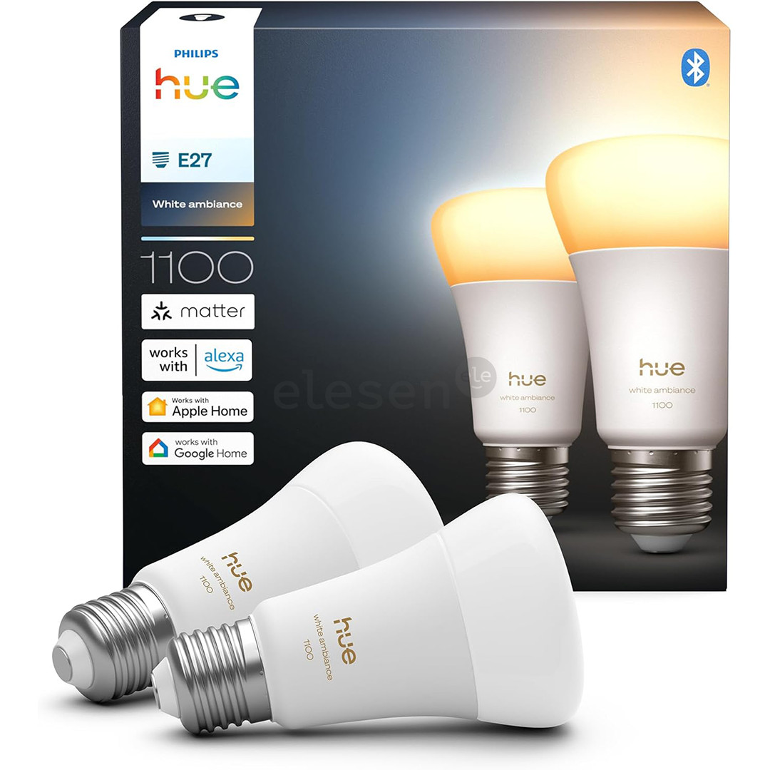 Philips Hue White Ambiance A60, E27, 2 pcs, white - Smart Light