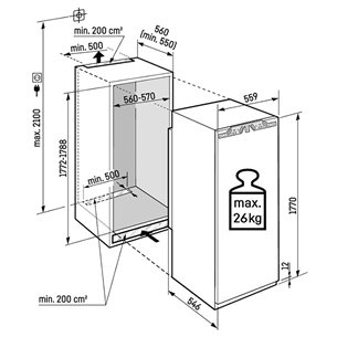 Liebherr Plus BioFresh, 294 L, height 177 cm - Built-in cooler