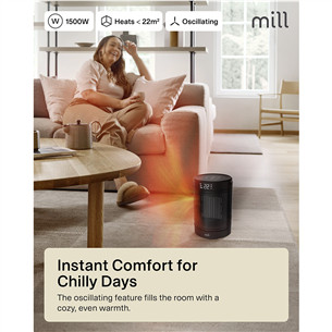 Mill, 1500 W, black - Ceramic fan heater