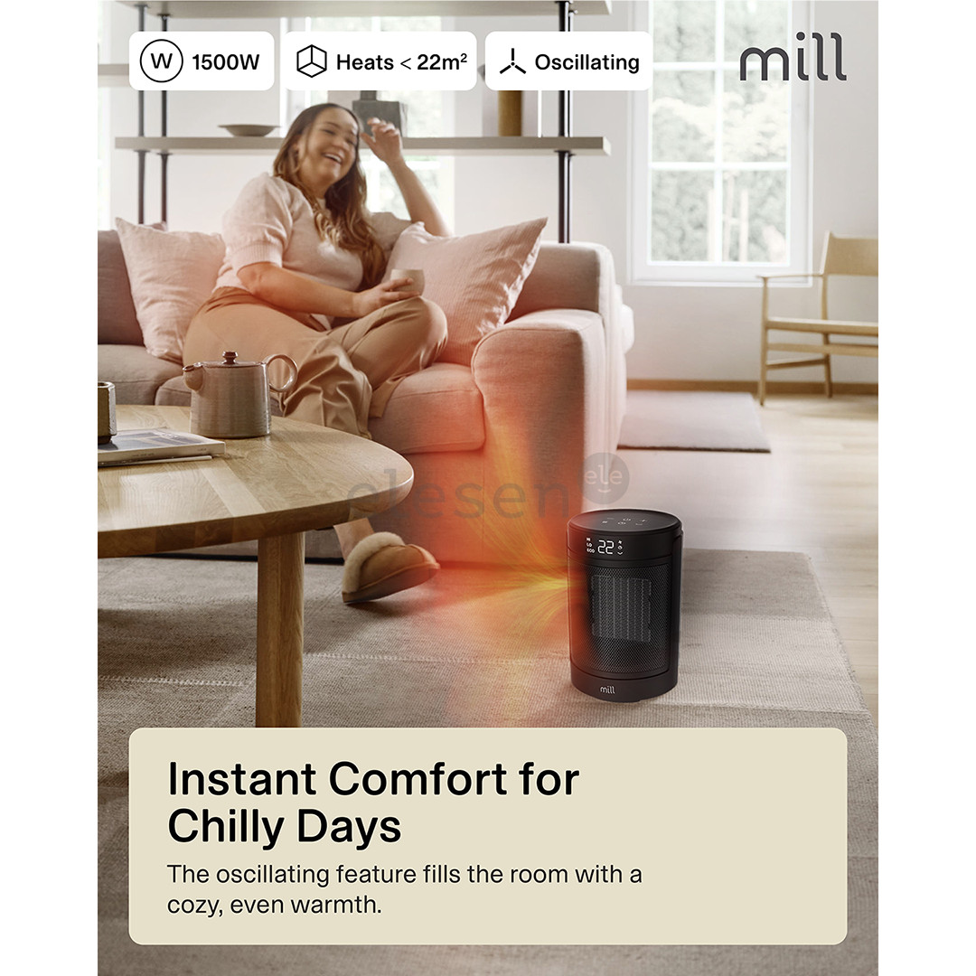 Mill, 1500 W, black - Ceramic fan heater