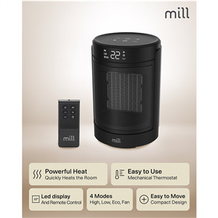 Mill, 1500 W, black - Ceramic fan heater