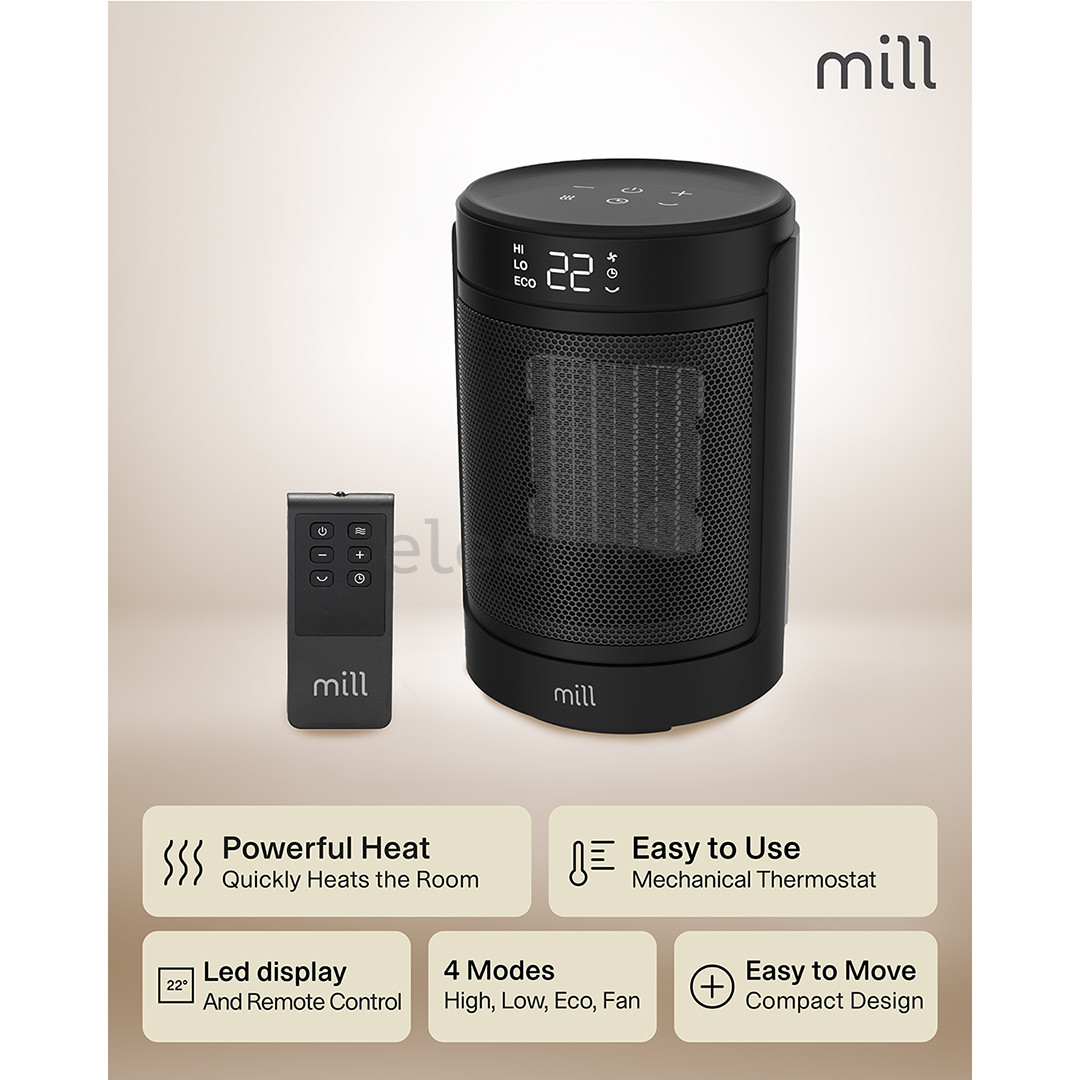 Mill, 1500 W, black - Ceramic fan heater