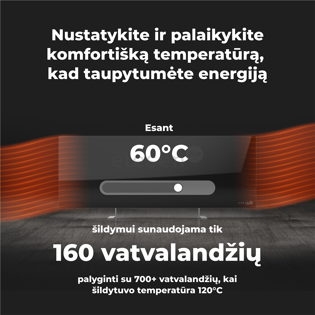 Aeno, 700 Вт, черный - Умный электрический радиатор