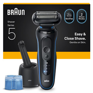 Braun Series 5, Wet & Dry, juoda/mėlyna - Barzdaskutė 52-B7000CC