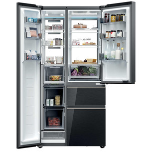 Haier S+ 4D 7, No Frost, 601 L, aukštis 190 cm, juodas - SBS Šaldytuvas
