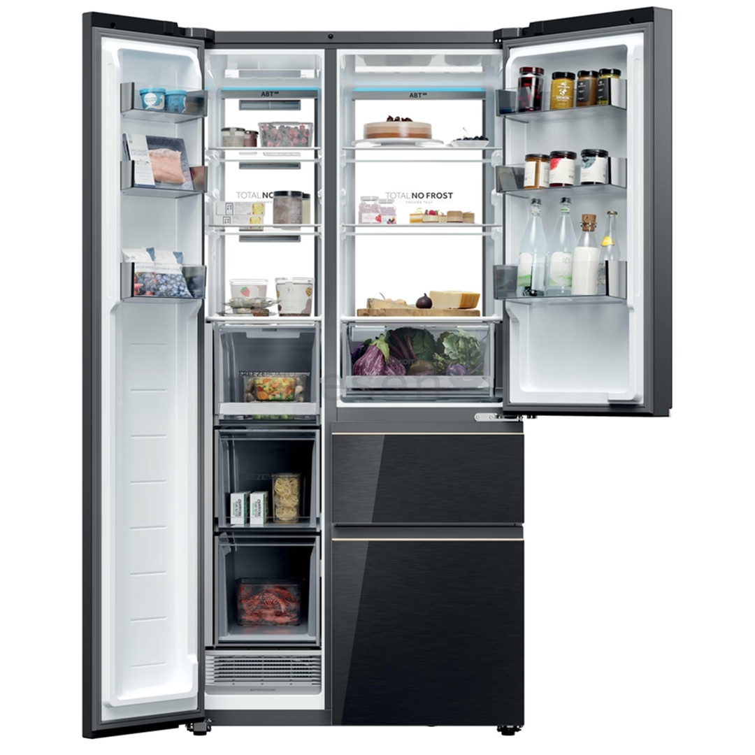 Haier S+ 4D 7, No Frost, 601 L, aukštis 190 cm, juodas - SBS Šaldytuvas