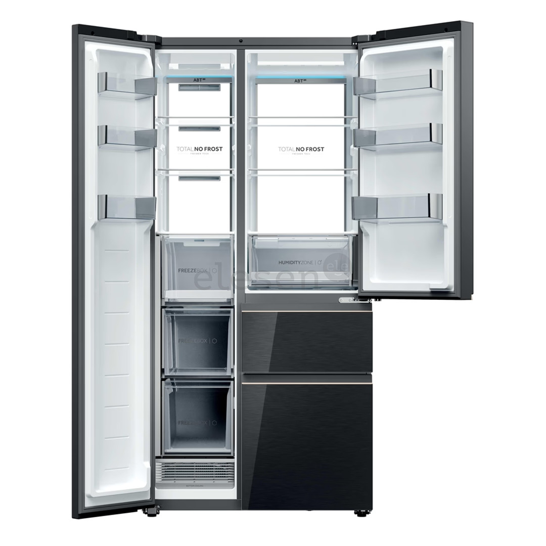 Haier S+ 4D 7, No Frost, 601 L, aukštis 190 cm, juodas - SBS Šaldytuvas