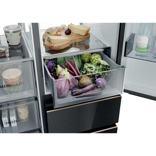 Haier S+ 4D 7, No Frost, 601 L, aukštis 190 cm, juodas - SBS Šaldytuvas