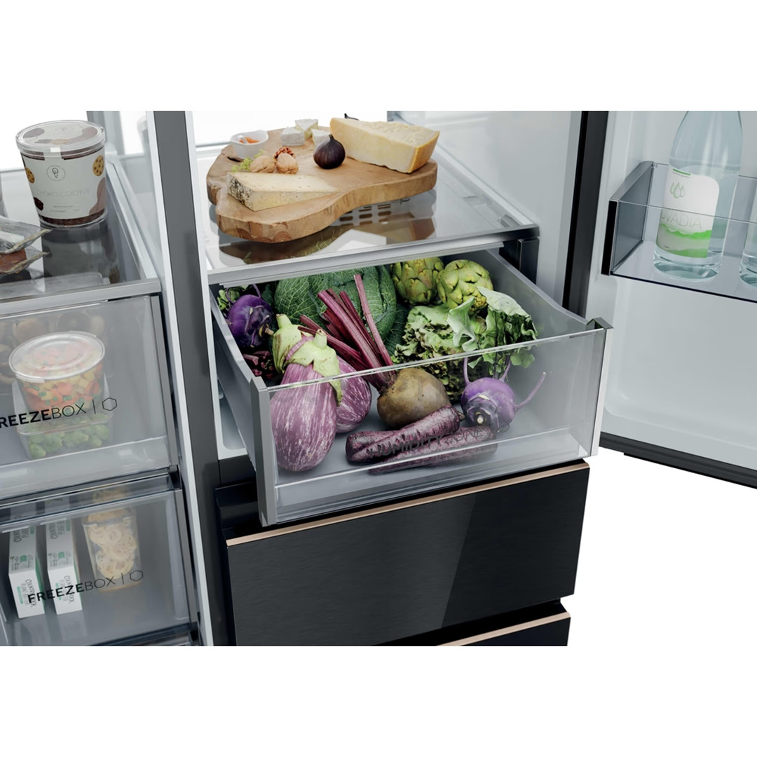 Haier S+ 4D 7, No Frost, 601 L, aukštis 190 cm, juodas - SBS Šaldytuvas