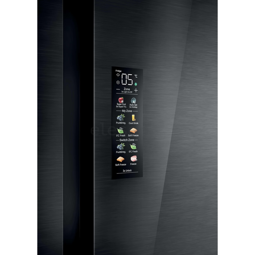 Haier S+ 4D 7, No Frost, 601 L, aukštis 190 cm, juodas - SBS Šaldytuvas