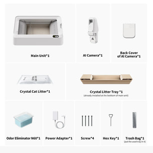 Petkit Purobot Crystal Duo, balta - Automatinė kačių kraiko dėžė